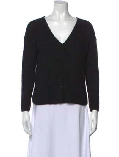 Pre-owned La Maille Sezane Mohair V-neck Sweater In Black