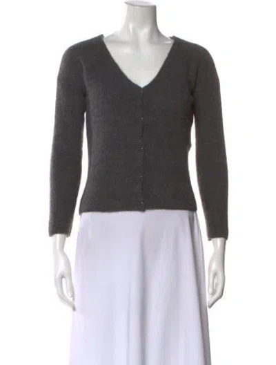 Pre-owned La Maille Sezane Mohair V-neck Sweater In Gray