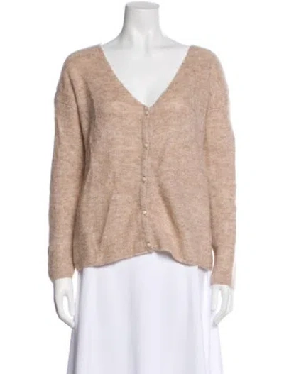Pre-owned La Maille Sezane Mohair V-neck Sweater In Neutral