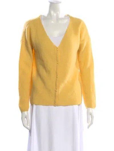 Pre-owned La Maille Sezane Mohair V-neck Sweater In Yellow