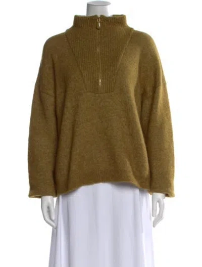 Pre-owned La Maille Sezane Nylon Mock Neck Sweater In Green