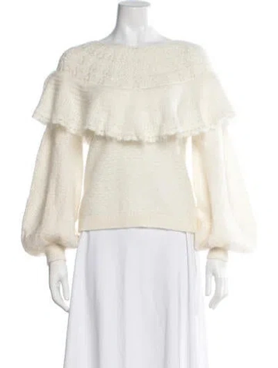 Pre-owned La Maille Sezane Off-the-shoulder Sweater In White