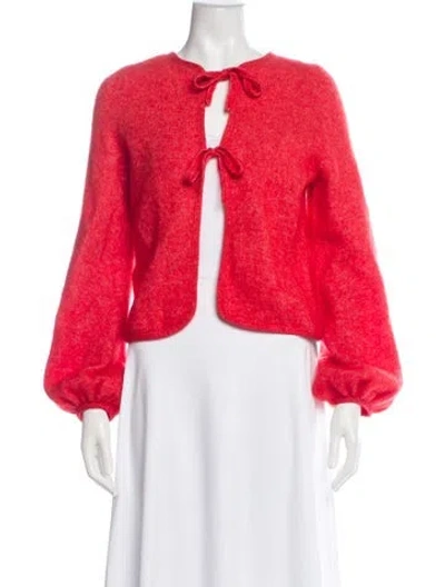 Pre-owned La Maille Sezane Open Front Long Sleeve Top In Red