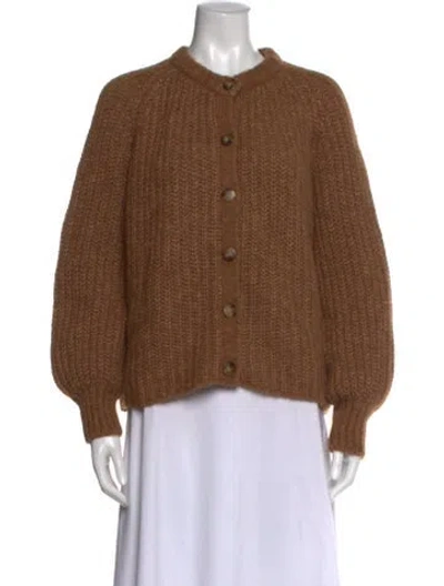 Pre-owned La Maille Sezane Open Front Sweater W/ Tags In Brown