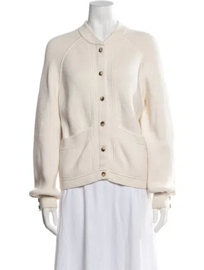 Pre-owned La Maille Sezane Open Front Sweater In White