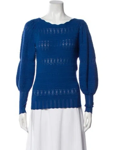 Pre-owned La Maille Sezane Patterned Bateau Neckline Top In Blue