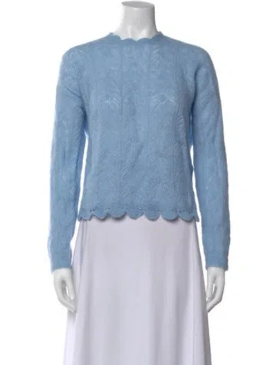 Pre-owned La Maille Sezane Patterned Crew Neck Sweater In Blue
