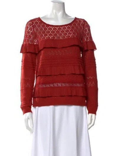 Pre-owned La Maille Sezane Patterned Crew Neck Sweater In Red