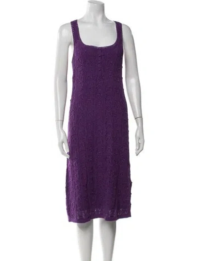 Pre-owned La Maille Sezane Patterned Midi Length Dress W/ Tags In Purple