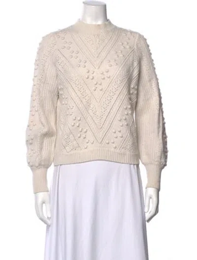 Pre-owned La Maille Sezane Patterned Mock Neck Sweater In Neutral
