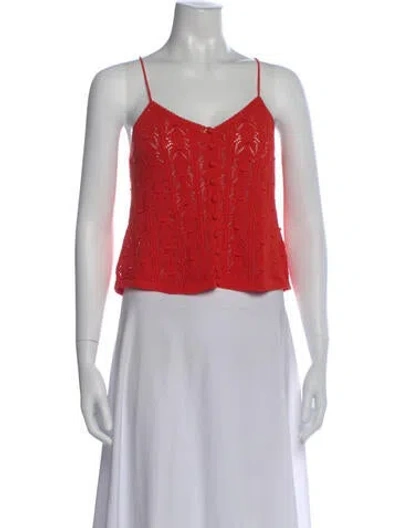 Pre-owned La Maille Sezane Patterned V-neck Crop Top In Red