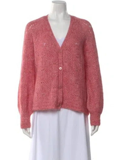 Pre-owned La Maille Sezane Patterned V-neck Sweater In Pink