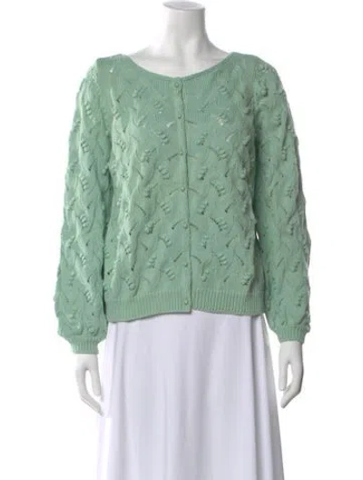 Pre-owned La Maille Sezane Patterned V-neck Sweater W/ Tags In Green