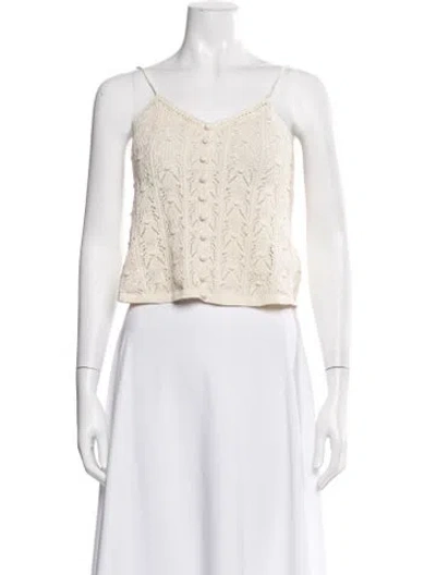 Pre-owned La Maille Sezane Patterned V-neck Top In Neutral