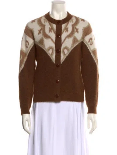 Pre-owned La Maille Sezane Printed Crew Neck Sweater In Brown