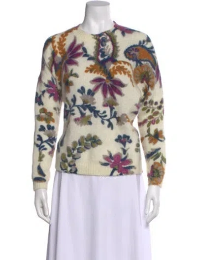 Pre-owned La Maille Sezane Printed Crew Neck Sweater In Neutral
