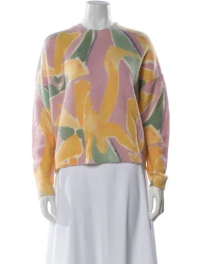 Pre-owned La Maille Sezane Printed Crew Neck Sweater In Pink