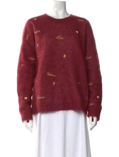 Pre-owned La Maille Sezane Printed Crew Neck Sweater In Red
