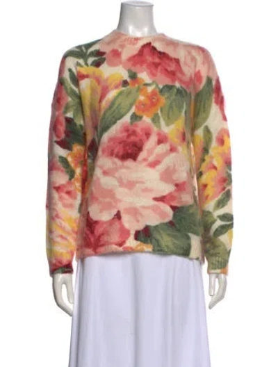 Pre-owned La Maille Sezane Printed Crew Neck Sweater W/ Tags In Green