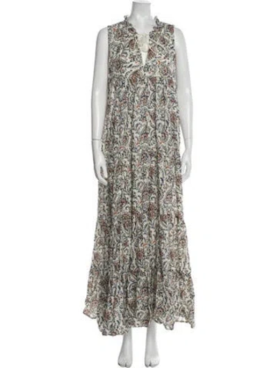Pre-owned La Maille Sezane Printed Long Dress In Blue