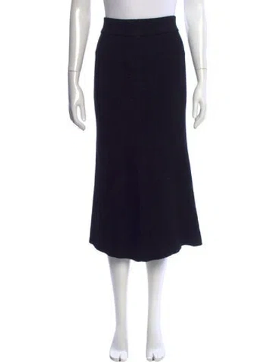 Pre-owned La Maille Sezane Scalloped Accent Midi Length Skirt In Blue