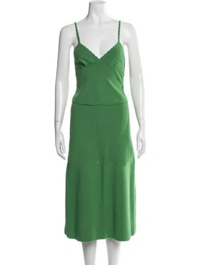 Pre-owned La Maille Sezane Scalloped Accent Skirt Set In Green