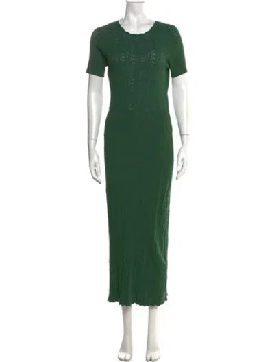 Pre-owned La Maille Sezane Scoop Neck Long Dress In Green
