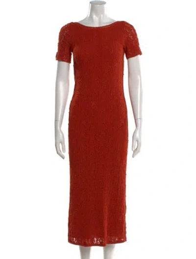 Pre-owned La Maille Sezane Scoop Neck Long Dress In Orange