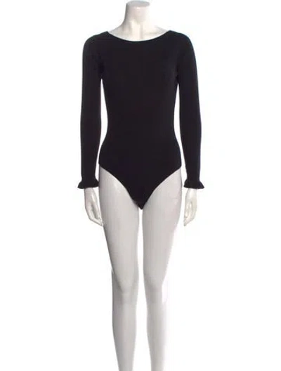 Pre-owned La Maille Sezane Scoop Neck Long Sleeve Bodysuit In Black