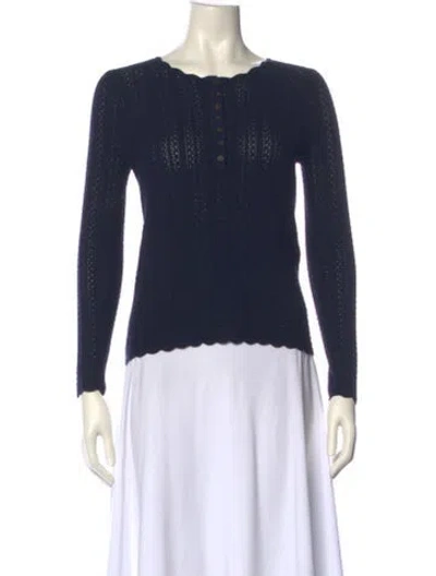 Pre-owned La Maille Sezane Scoop Neck Long Sleeve Top W/ Tags In Blue