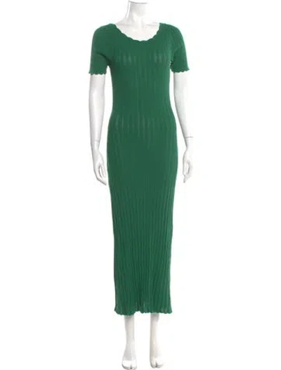 Pre-owned La Maille Sezane Scoop Neck Midi Length Dress In Green