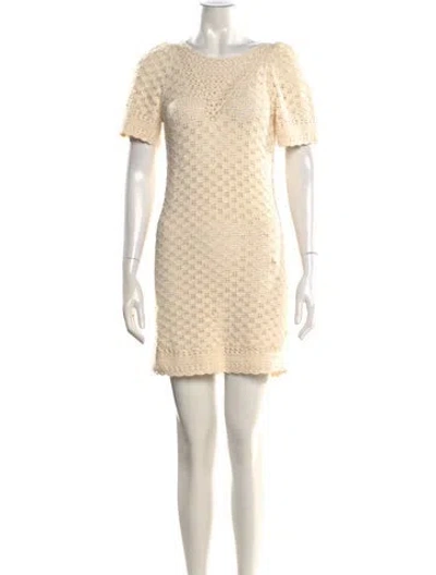 Pre-owned La Maille Sezane Scoop Neck Mini Dress In Neutral
