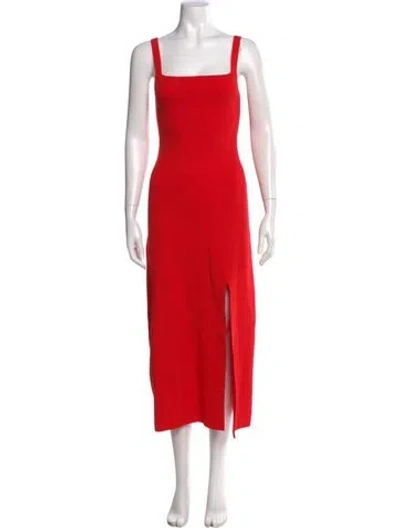 Pre-owned La Maille Sezane Square Neckline Long Dress In Red