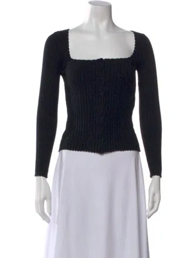 Pre-owned La Maille Sezane Square Neckline Long Sleeve Top In Black