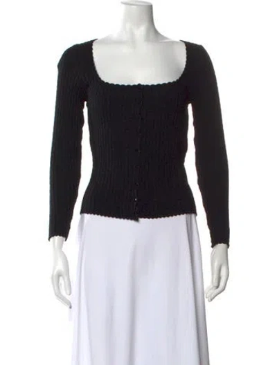 Pre-owned La Maille Sezane Square Neckline Long Sleeve Top In Black