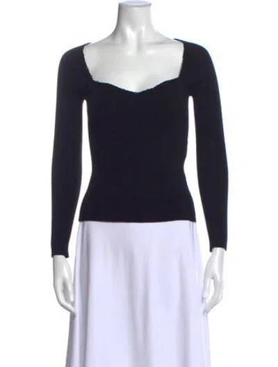 Pre-owned La Maille Sezane Square Neckline Long Sleeve Top In Blue