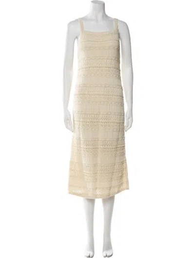 Pre-owned La Maille Sezane Square Neckline Midi Length Dress In Neutral