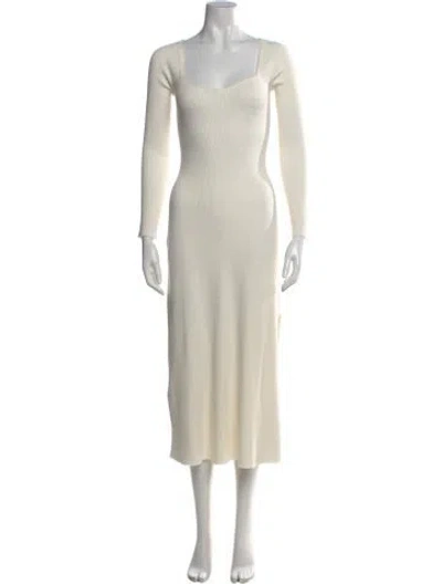 Pre-owned La Maille Sezane Square Neckline Midi Length Dress In Neutral