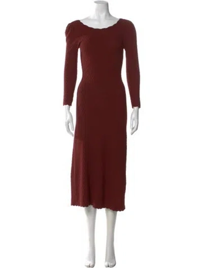 Pre-owned La Maille Sezane Square Neckline Midi Length Dress In Red
