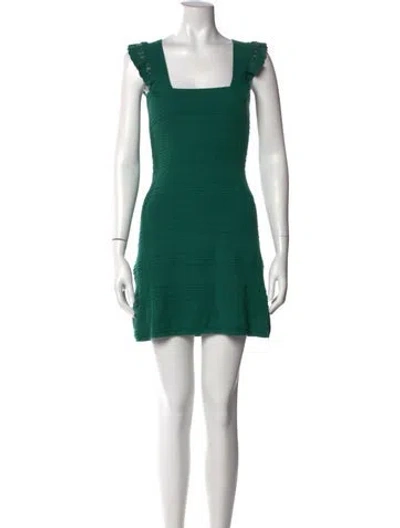 Pre-owned La Maille Sezane Square Neckline Mini Dress In Green