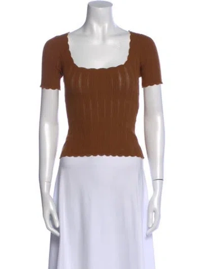 Pre-owned La Maille Sezane Square Neckline Short Sleeve Crop Top In Neutral