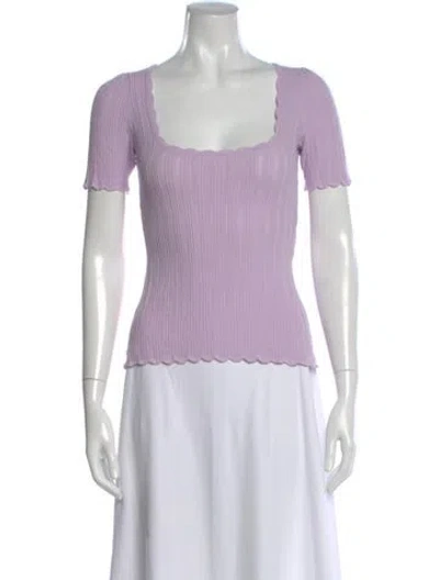 Pre-owned La Maille Sezane Square Neckline Short Sleeve Top In Purple