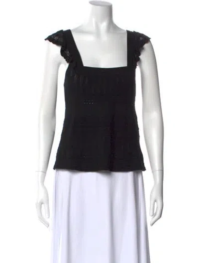 Pre-owned La Maille Sezane Square Neckline Sleeveless Top In Black