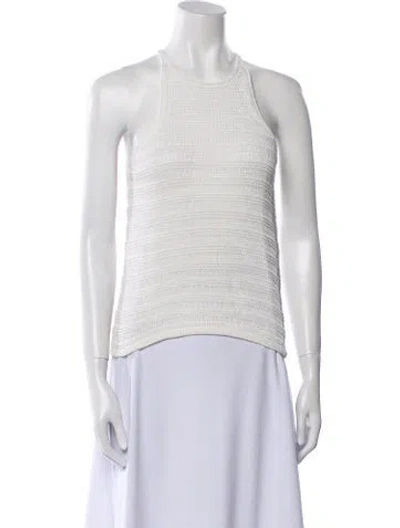 Pre-owned La Maille Sezane Square Neckline Sleeveless Top In White