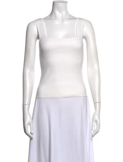 Pre-owned La Maille Sezane Square Neckline Sleeveless Top In White