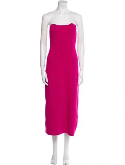 Pre-owned La Maille Sezane Strapless Knee-length Dress In Pink