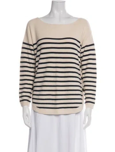Pre-owned La Maille Sezane Striped Bateau Neckline Sweater In Neutral