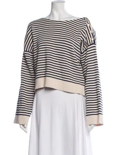 Pre-owned La Maille Sezane Striped Bateau Neckline Sweater In Neutral