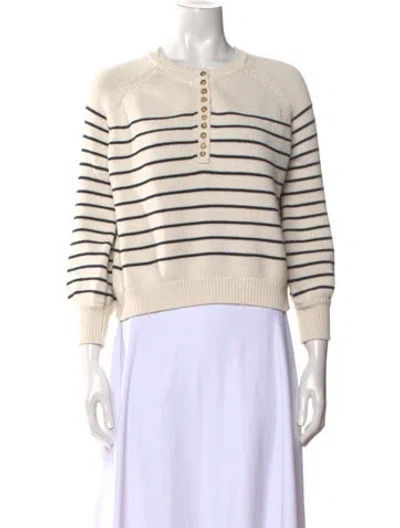 Pre-owned La Maille Sezane Striped Crew Neck Sweater In Brown