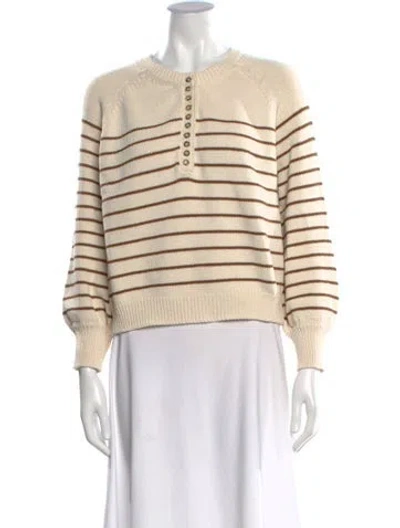 Pre-owned La Maille Sezane Striped Crew Neck Sweater In Brown